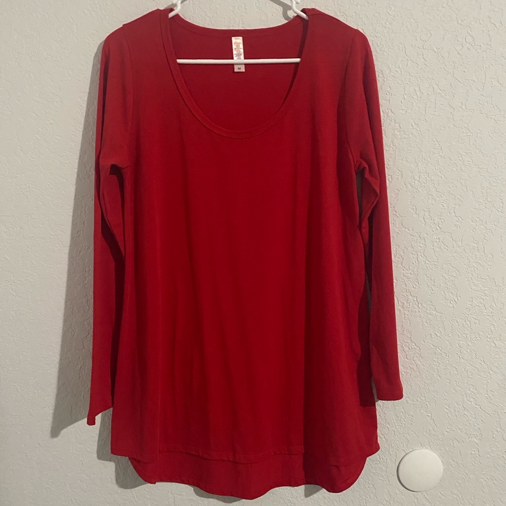 LuLaRoe Bold Red Long Sleeve dress